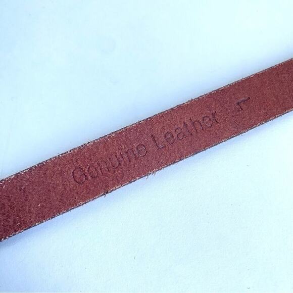 Timberland Brown Leather Skinny Belt Vintage Y2K Unisex Womens Large - Picture 5 of 7